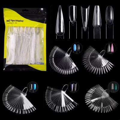 50pcs Fan-shaped Transparent False Nails Tips with Ring