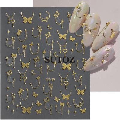 Gold Bow Tie Bowknot Nail Art Stickers 