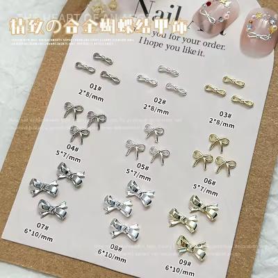 Metal Alloy Silver Gold Bow Bowknot Nail Rhinestones Jewelry Nail Art Studs