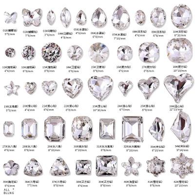 Shiny Pointed Back Special Shape Nail Crystal Decoration Clear Silver Nail Rhinestone