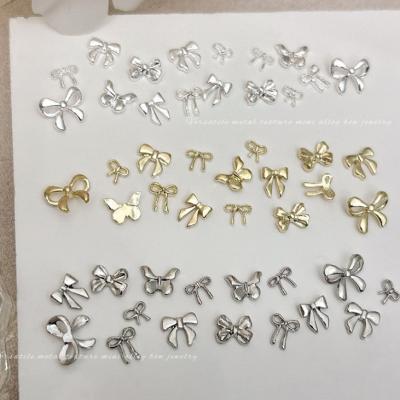 Metal Alloy Silver Gold Bow Bowknot Nail Rhinestones Jewelry Nail Art Studs