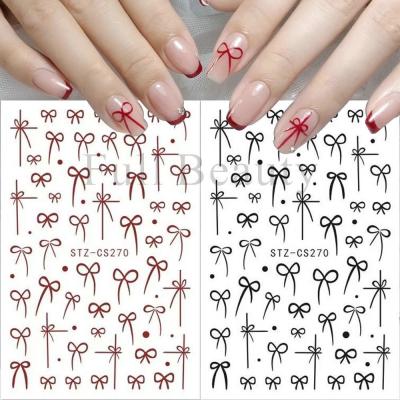 Black White Bow Tie Mini Bowknot Ribbon Nail Art Stickers 