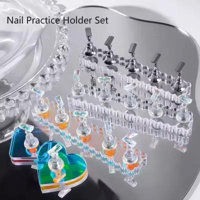 Aurora Nail Practice Holders Set Nail Art Training Display Stand Kit False Nail Tips Holder