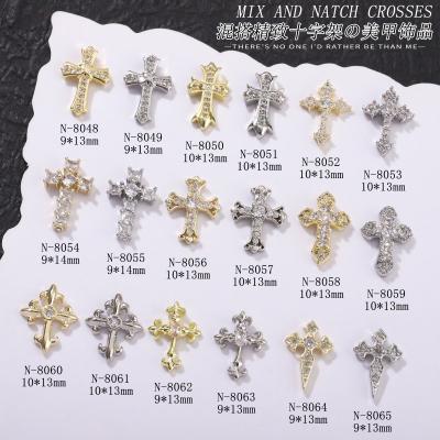 nail art cross nail gemstones 3D metal alloycrystal jewels cross charms