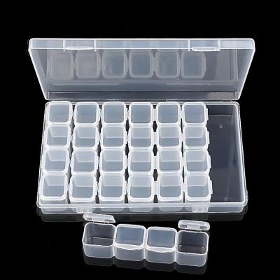 28/56 Grids Clear Acrylic Nail Decorations Storage Box Display Containers Case