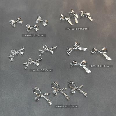 Metal Alloy Silver Gold Bow Bowknot Nail Rhinestones Jewelry Nail Art Studs