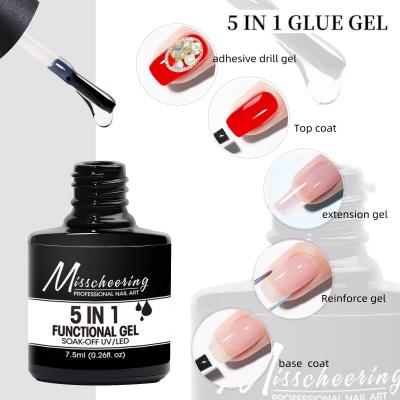 5 in 1 Functional Gel Nail Art Multipurpose Base Coat Tip Coat Gel