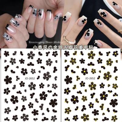 3D nail sticker black flower nail seal