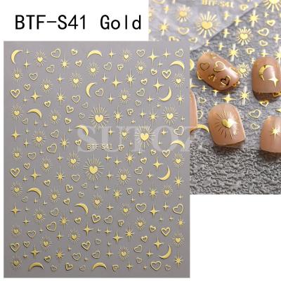 3D nail sticker gold moon star nail art seal