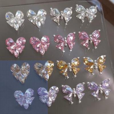 Flat Butterfly Nail Art Jewelry with Diamond