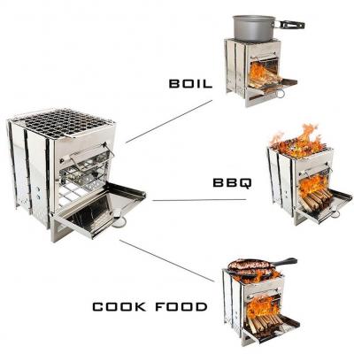 Outdoor Barbecue Grill Easy Assemble Portable Stainless Steel Charcoal Net BBQ 